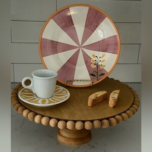 NWOT Anthropologie Pernille Rosenkilde Floral Pink Yellow Dessert Plate